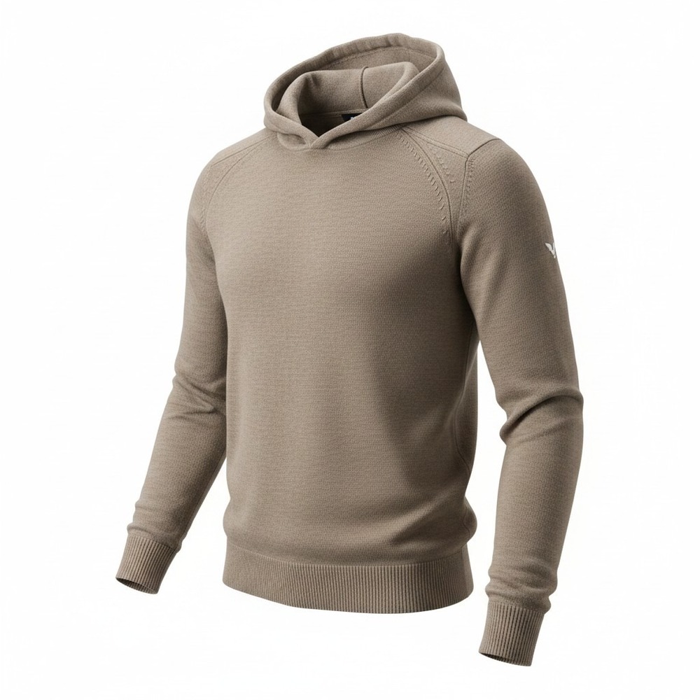 Macade Golf Mens Tech Knit Hoodie - Brown M NWT Cotton Cashmere Blend